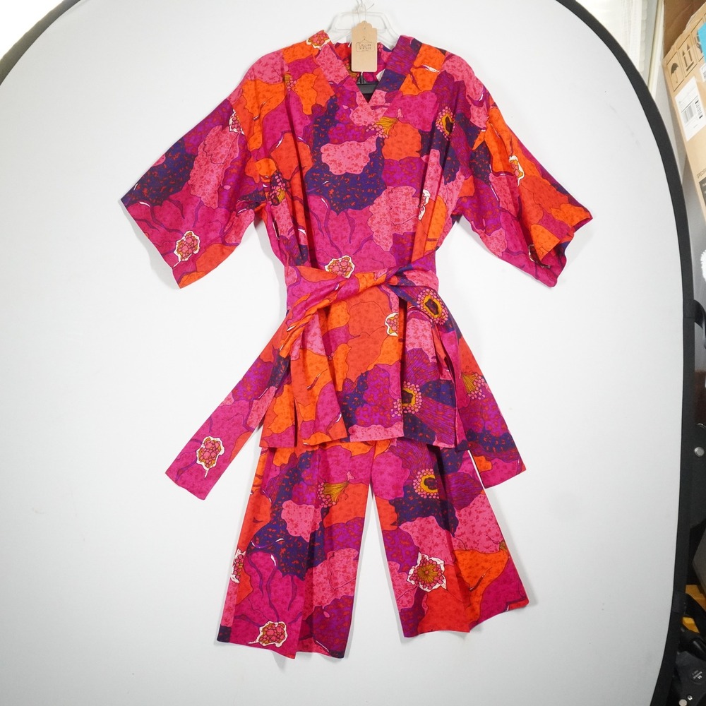 VTG 60s Sun Fashions of Hawaii 3pc Set M Pink Orange Floral Mod Pockets Rare